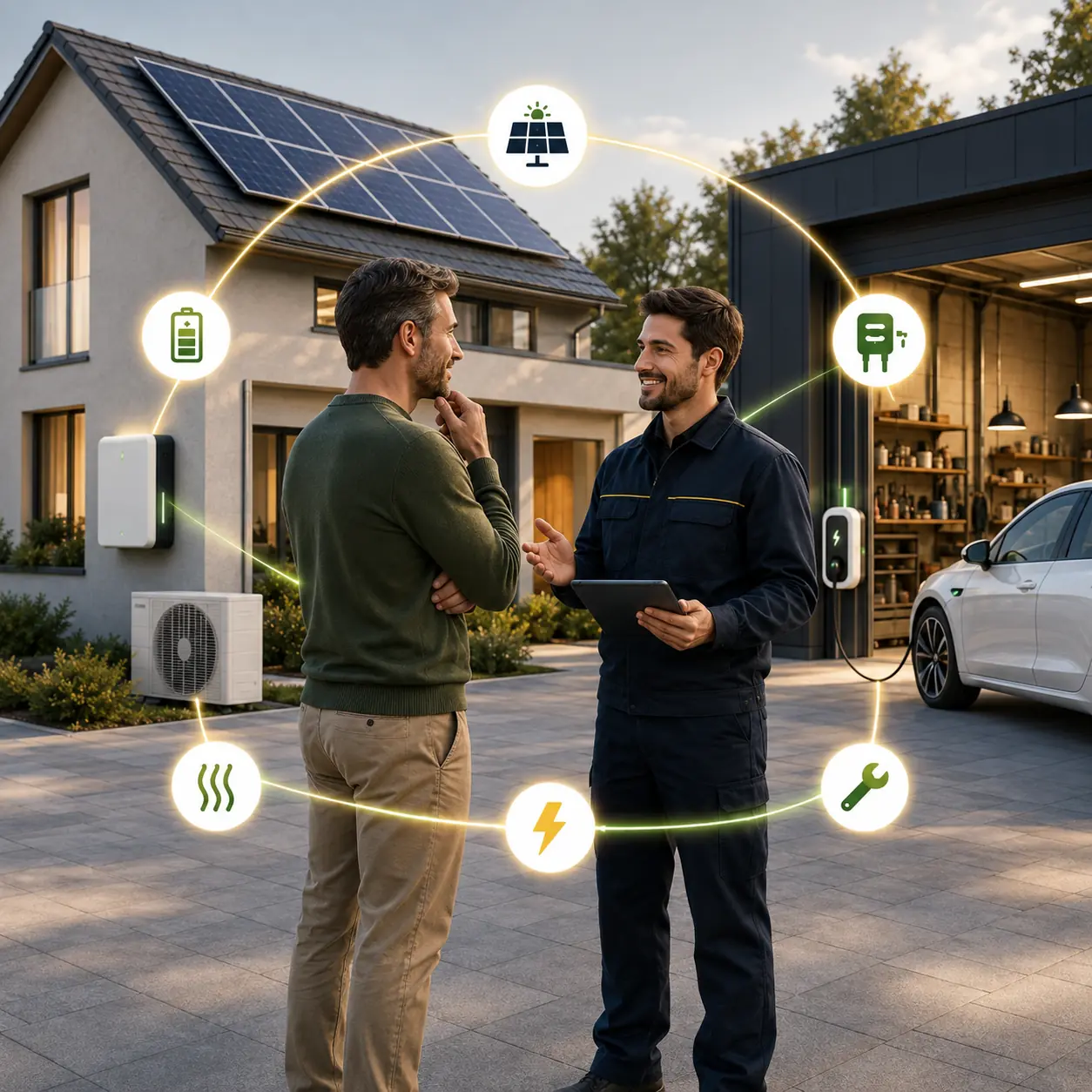 Client et professionnel réunis autour d’un projet énergétique multi-équipements